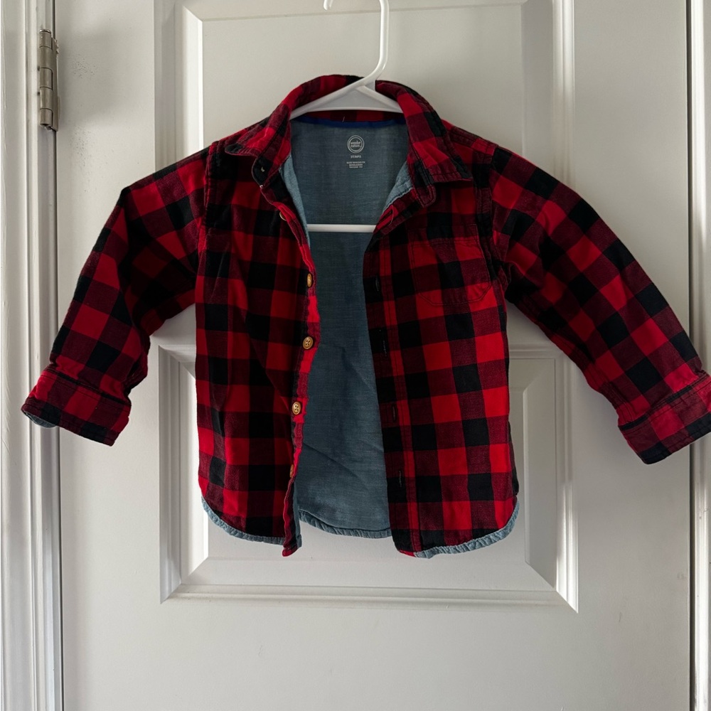 Plaid Red and Black Kids Shirt